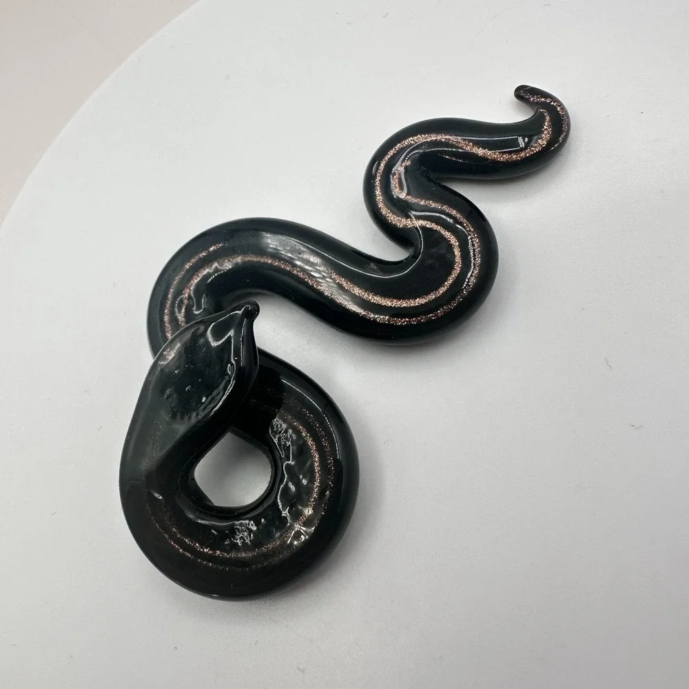 Vintage 90s Black Snake Gold Swirl Art Deco Goth Home Decor Accessories